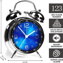 kaasnis spices Analog Silver + Blue H Clock image 2