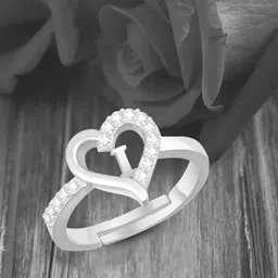 kanak jewels Valentine Gift Initial Letter I ring for Girls stylish design Silver plated ring Brass Cubic Zirconia Silver Plated Ring-picture-15