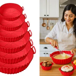 bazaarnest Air Fryer Silicone Pot 6 pcs with Ear Handles, Silicone Pot Liner NGB17 Airfryer Tray-picture-23