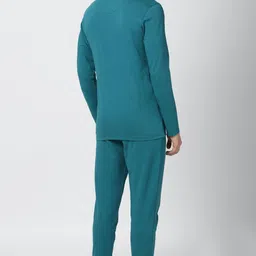 peter england Men Night Suit Set Blue Solid image 2