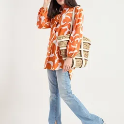 kalrav jaypore Women Regular Fit Printed Double Collar Casual Shirt image 5