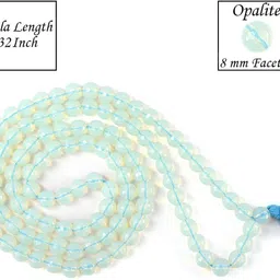 reiki crystal products Natural Opalite 8 mm Faceted beads Jaap Mala Necklace for Unisex Beads Crystal Chain image 2