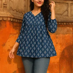 satitha Formal Regular Sleeves Printed Women Blue Top-picture-11