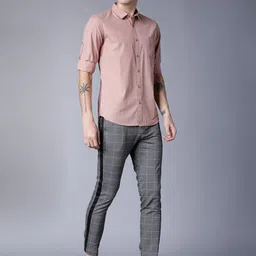 highlander Men Slim Fit Solid Mandarin Collar Casual Shirt image 5