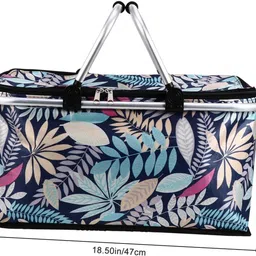 syadel Polyester Thermal Insulated Picnic Bag For Camping Waterproof Folding Insulated Basket Storage Basket image 3