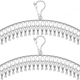urbanware 2PCS Stainless Steel Drying Drip Hanger, Laundry Clothesline Hanging Rack Windproof Drying Rack, with20 Pegs for Underwear Socks Bras Baby Clothes. Steel Dress Pack of 2 Hangers For Dress-picture-8