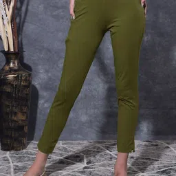 dollar missy Women Regular Fit Green Cotton Blend Trousers-picture-28