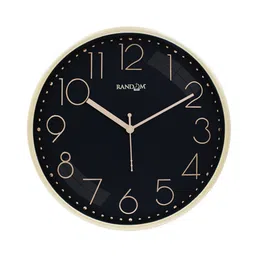 random Tic Toc Black & Gold Plastic Wall Clock image 2