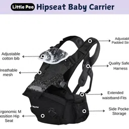 little pea 6-in-1 Ergonomic M Position Hip Seat Baby Carrier with Lumbar Support Baby Carrier image 5