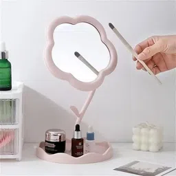 brandzone Makeup Mirror with Tray Table Vanity Mirror Cute Flower-Shaped Mirror Decorative Mirror image 4
