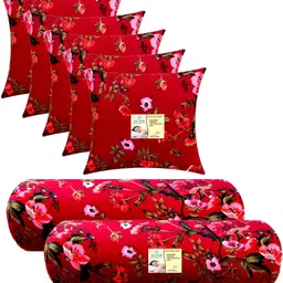 actos Microfibre Bolster Pack of 7 Floral Combo Set Of 5 Cushion And 2-picture-18