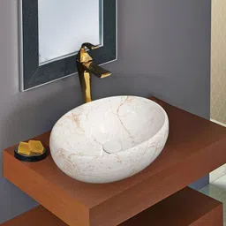 frozo Table Top Premium Ceramic Wash Basin(M.10) (16*12*6) (16*12*6)(UPD.1010) Wall Hung Basin image 2