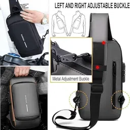Otiporter Cross Body Anti-Theft Backpack with USB Charging Port and Waterproof Design Bag Stylish Sling Bag image 2