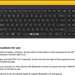 Aula AWK310 Bluetooth for iOS/Android/Windows Bluetooth Tenkeyless Multi-device Keyboard Compatible with Desktop, Laptop, Tablet, iPad, Mac image 4