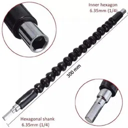 tanya Flexible Shaft Magnetic Screwdriver Extension Drill Bit Adapter Holder Connect Link for Electronic Power Drill 6mm ¼ Inch Hex Shank Drive 29.5 cm Long 1Pc Metal-Plastic Black Tool Accessory Screwdriver Bit Set image 3