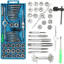 pkt 40 PCS TAP&DIE SET Tapping Die Set for Hand Tapping Tools (small Frame) 40PC Tap Plate Tooth Tap and Die Set Single Sided Speciality image 1