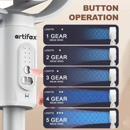 Artifax Air Circulator Tower Fan 2-in-1 Table & Pedestal, BLDC Motor, 5-Speed, Type-C Charging 8000 mAh USB Fan image 2