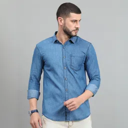 regrowth Men Regular Fit Solid Cut Away Collar Casual Shirt-picture-12