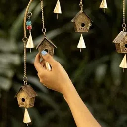 smart shoppee Windchime Wall Hanging Wall ArtWall Decor Diwali Decor Birds&Houses image 2