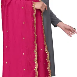 sekmany Silk Blend Embroidered Pink Women Dupatta image 3