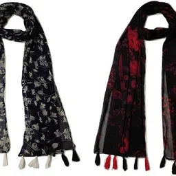 mss fashion Printed Chiffon Women Multicolor Scarf, Stole, Fancy Scarf-picture-12