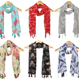 mss fashion Printed Chiffon Women Multicolor Scarf, Stole, Fancy Scarf-picture-2