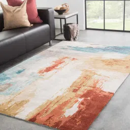 Multicolor Wool And Viscose Abstract 5 x 8 Feet Hand Tufted Carpet by Jaipur Rugs image 1
