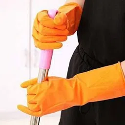 green india Reusable Waterproof Rubber Safety Gloves For Home Kitchen -7pair Gardening Shoulder Glove image 3