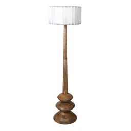 sapphire Burnie White Iron Shade Club Floor Lamp With Wood Base image 5