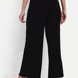 next one Women Loose Fit Black Lycra Blend Trousers image 2