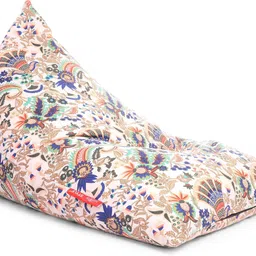 style homez XXL Pyramid Cotton Canvas Floral Printed Lounger Bean Bag With Bean Filling image 2