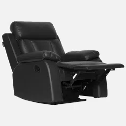 recliners india Magna Leatherette 1 Seater Manual Recliner In Black Colour image 5