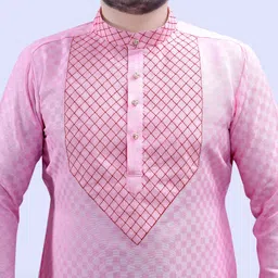 tibra collection Men Embroidered Cotton Blend Straight Kurta image 4