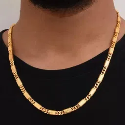 xermi 1 gram High Quality Indian Polished “21” Inches GoldChain for Men and boy Gold-plated Plated Brass Chain image 2