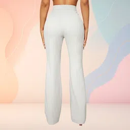 hocc Women Loose Fit White Lycra Blend Trousers image 2