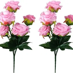 7-STICKS/BABYPINK.ROSE./ARTIFICIAL FLOWERS BUNCH FOR HOME DECORATION Pink Rose Artificial Flower-image-41
