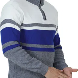 fukuso Men Striped High Neck Multicolor Sweater image 4