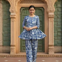 jinvaram Women Viscose Rayon Kurti Palazzo Set image 4