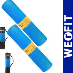 Premium EVA Yoga Mat Pack of 2 with Carrying Bag, Anti Skid, for Workout, Men Blue 4 mm Yoga Mat-image-8
