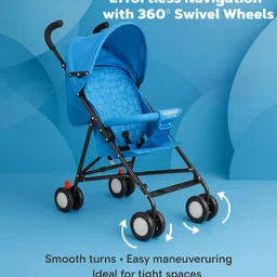 pandaoriginals Jumbo Travel Buggy Stroller Pram for 0-3 Years,Safety Harness ,360° Swivel Wheel Stroller image 4