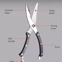 unikart Kitchen Knife & Poultry Scissor for Vegetables, Chicken, Fish Cutting, Chopping Kitchen Tool Set image 3