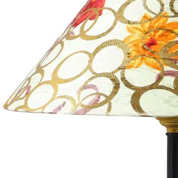 foziq Black Metal & Cotton Red & Yellow Colour Table Lamp image 5