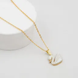 divinoor Rose Gold Plated Red-Black-White Swan Pendant Necklace for Women and Girls Gold-plated Alloy Locket image 5