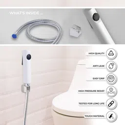 ibell IBL 33-AB ABS Health Faucet with Stainless Steel Hose Pipe, Jet Spray for Toilet – Wall Mounted, White Health Faucet image 2