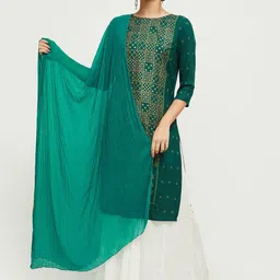 max Nylon Solid Green Women Dupatta-picture-28