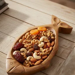 indian art Artisan Mango Wood Fish Serving Platter & Snack Bowl Tray image 4