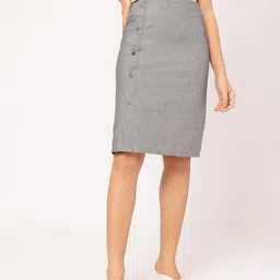 dressberry Women Solid Straight Grey Skirt image 2