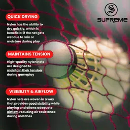 supreme Badminton Net Nylon For Regular Play 4 Side Tape(Pack Of 1) Badminton Net image 5