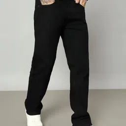 white leapard Men Relaxed Fit Mid Rise Black Jeans image 3