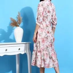 hiva trendz Women Ruffled Multicolor Midi/Calf Length Dress image 2